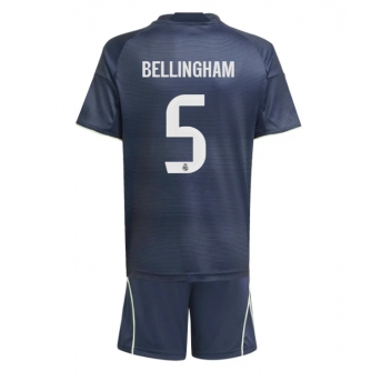 Billige Fotballdrakt Real Madrid Jude Bellingham #5 Replika Bortedraktsett Barn 2025-26 Kortermet (med bukser)